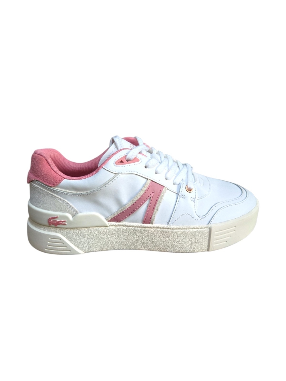 Lacoste Size 10 Women’s White Sneaker with Pink Accents NWT
